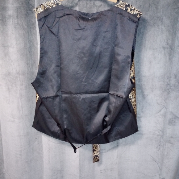 Zeroyaa Classic 3 Pc Black/Gold Vest Set With Tie & Pocket Square Size XXL NWT - Picture 11 of 11